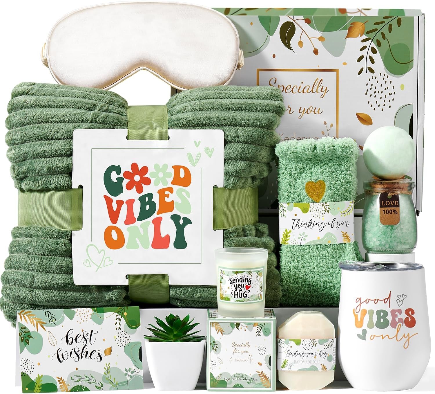 Self Care Gifts for Women Get Well Soon Gifts Basket,Relaxing Spa Basket Care Package with Tumbler and Blanket Thinking of You Gifts